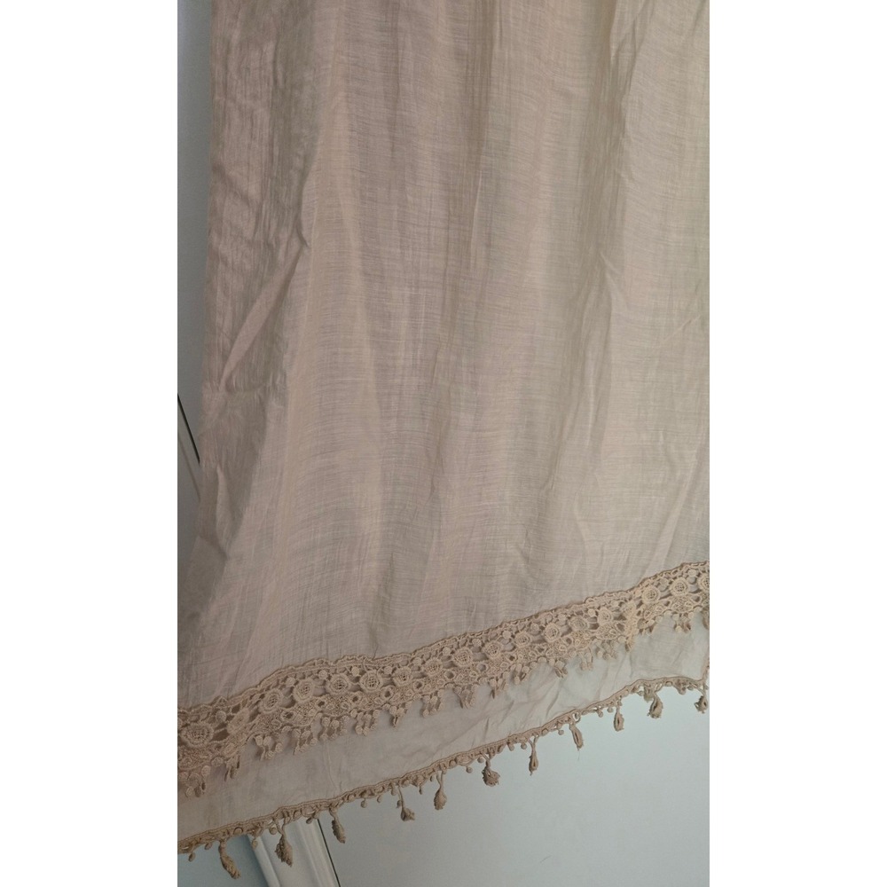 Krazy Kat Boho Hippie Festival Lined Skirt Crochet Lace Trim Beige Size L - Picture 2 of 6
